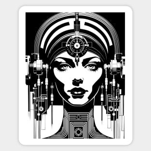 Telepathic Cyborg Retro Sci-fi (black) Sticker